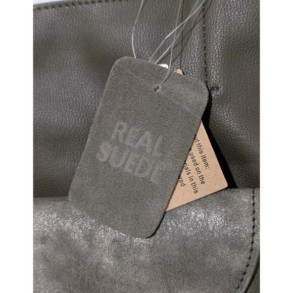 Anthropologie Viola Convertible Tote & Clutch Bag Olive Green NWT Pebble Leather - Picture 6 of 12